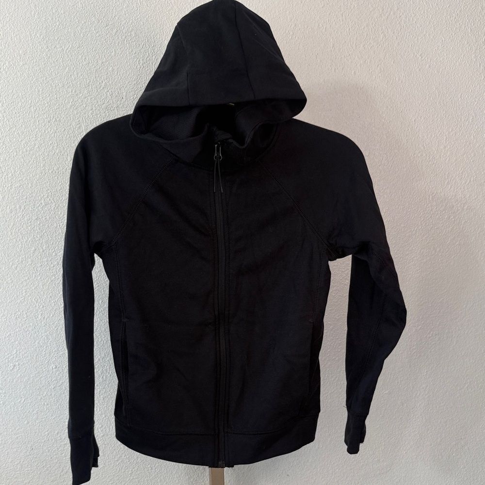 All in Motion- Black hooded workout Jacket- kids size medium